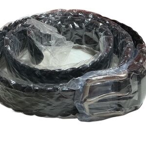 Luxe Nomad Genuine Leather Men's Belt, Black Braided, Silver Buckle, Large Sz 46